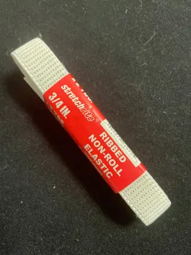 2 YD Elastic Ribbed Non-Roll - White