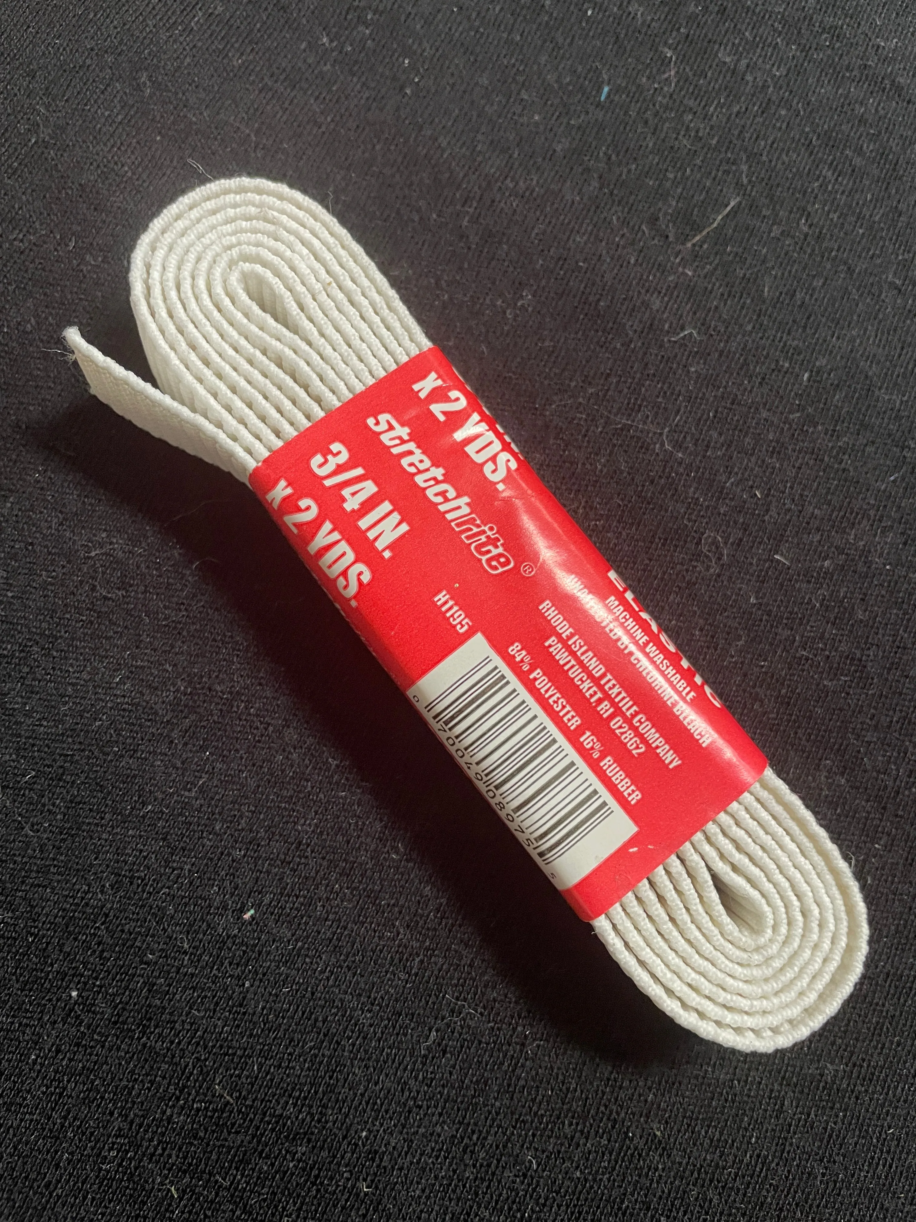 2 YD Elastic Ribbed Non-Roll - White
