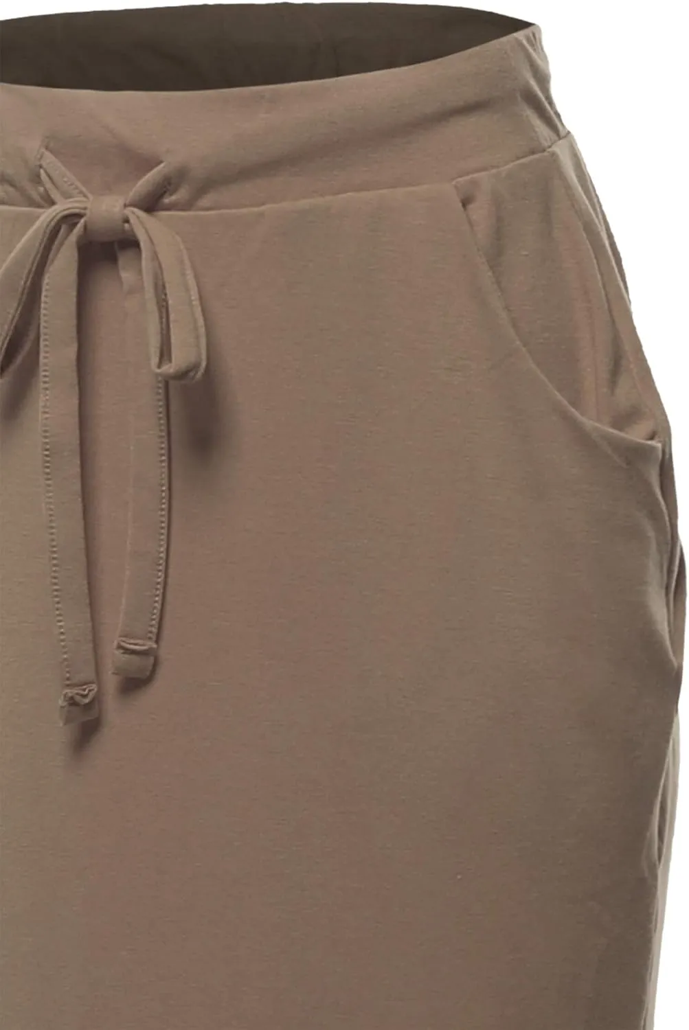 A2Y Women's Elastic Waist Self Tie Tulip Hem Side Pocket Skirt