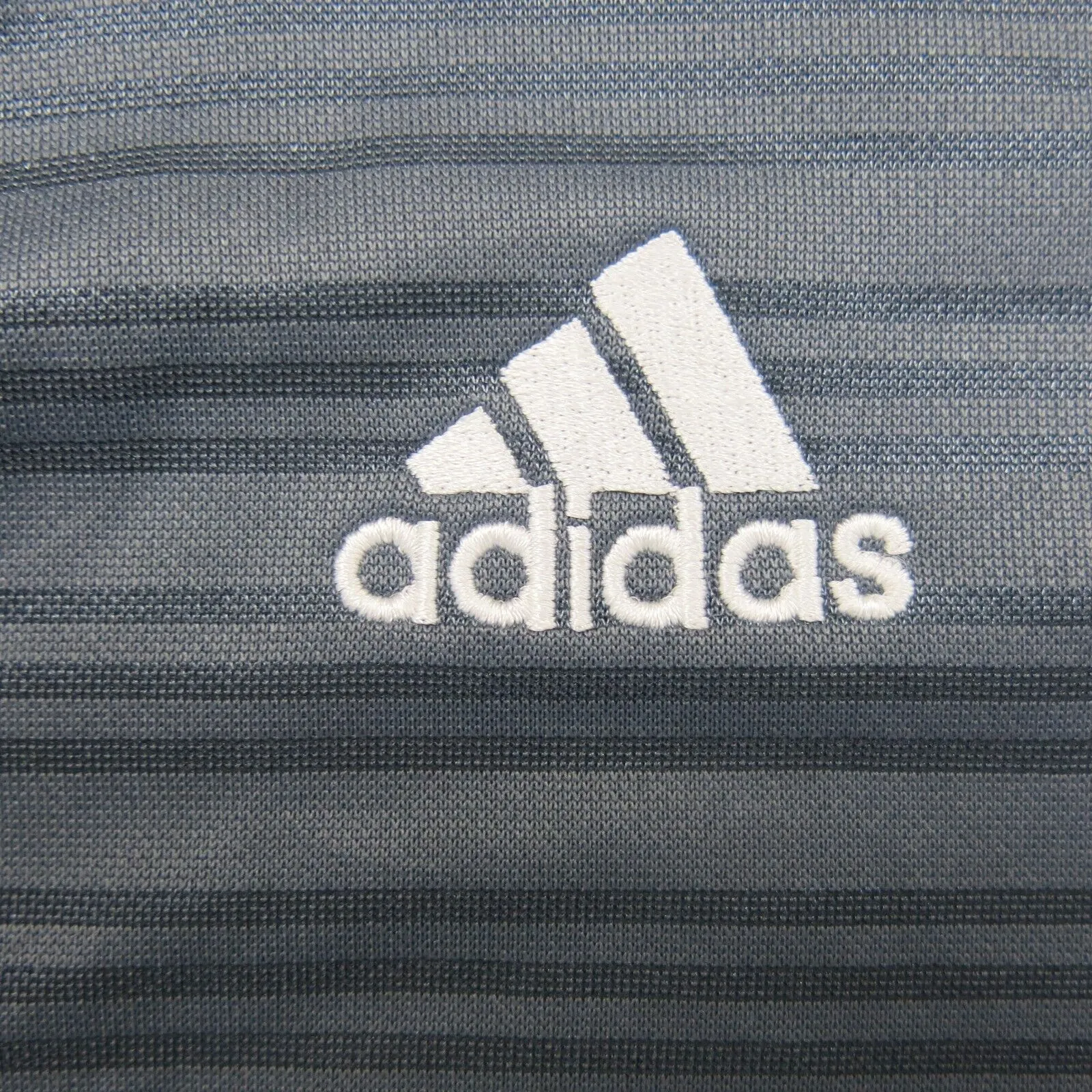 Adidas Climalite Mens Striped Golf Polo Shirt Short Sleeve Sport Logo Gray SZ XL