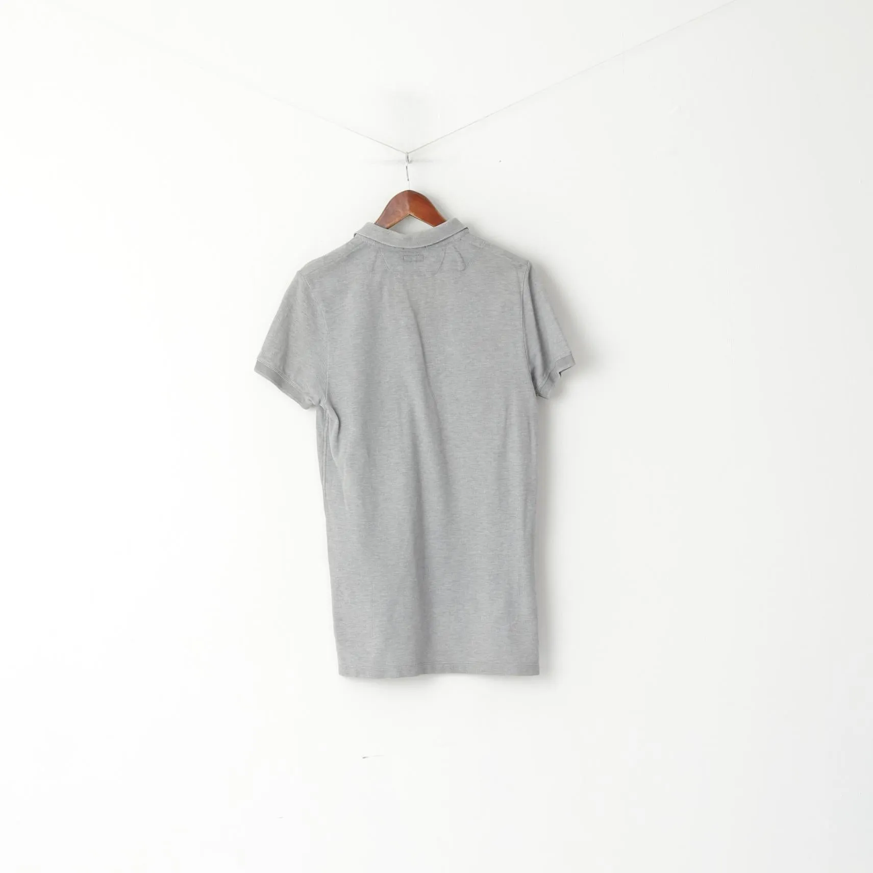 Allsaints Men S Polo Shirt Grey Cotton Sandringham SS Classic Slim Fit Top