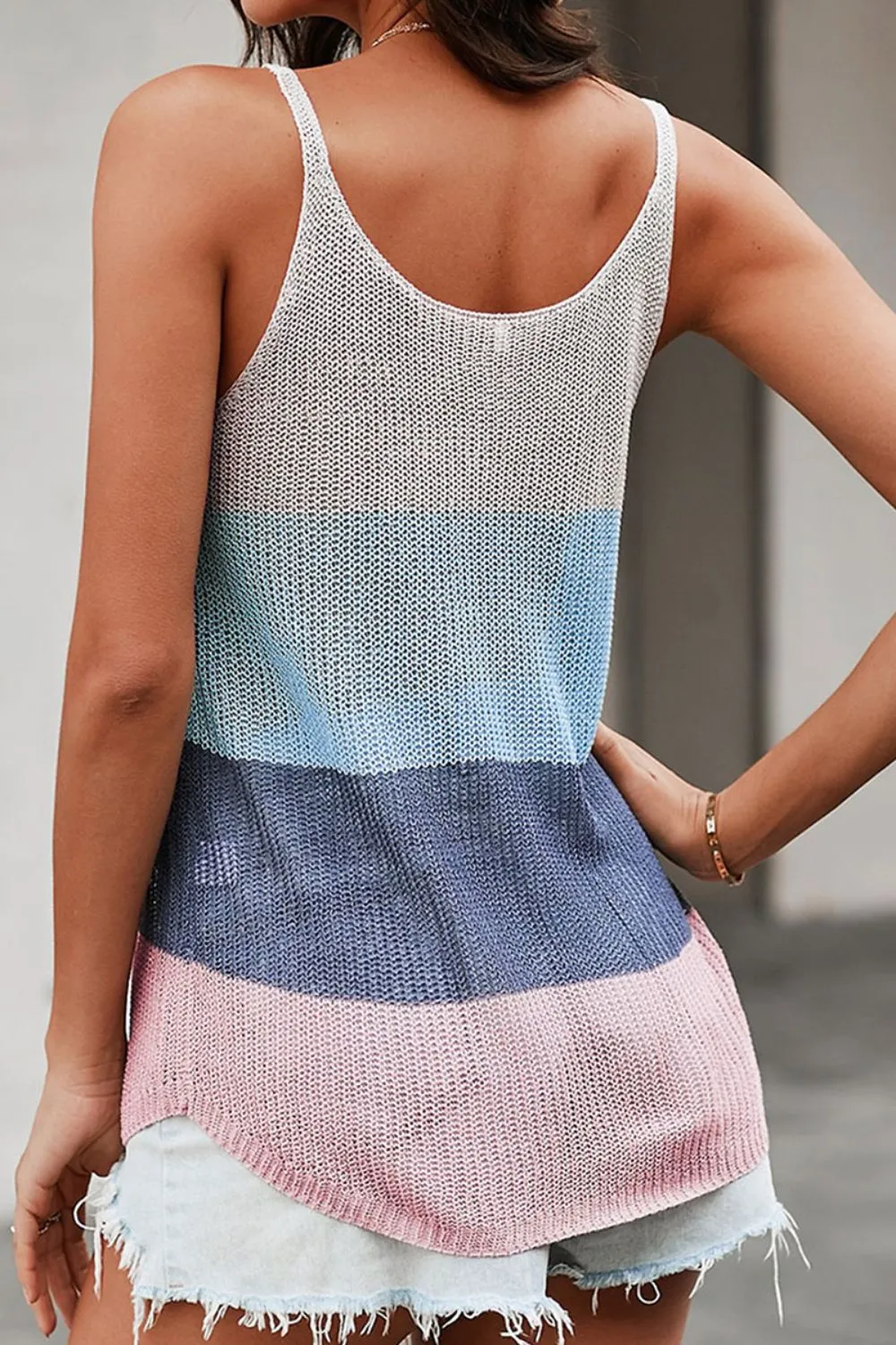 *APP EXCLUSIVE* Color Block Scoop Neck Knit Tank