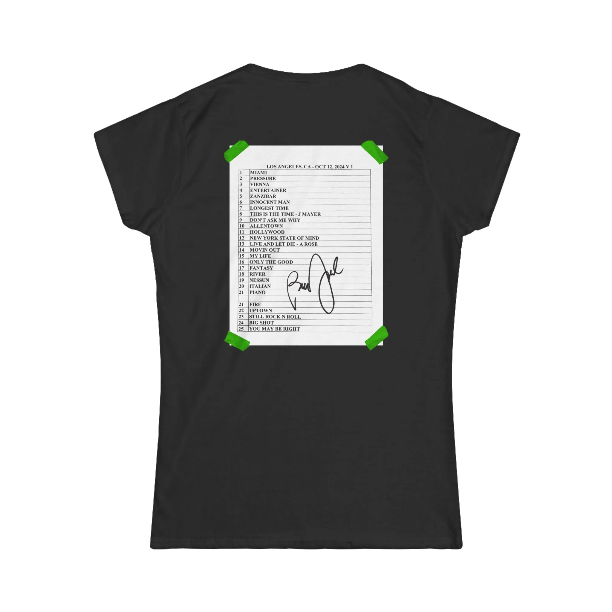 Billy Joel "10-12-24 Los Angeles Set List" Womens T-Shirt - Online Exclusive