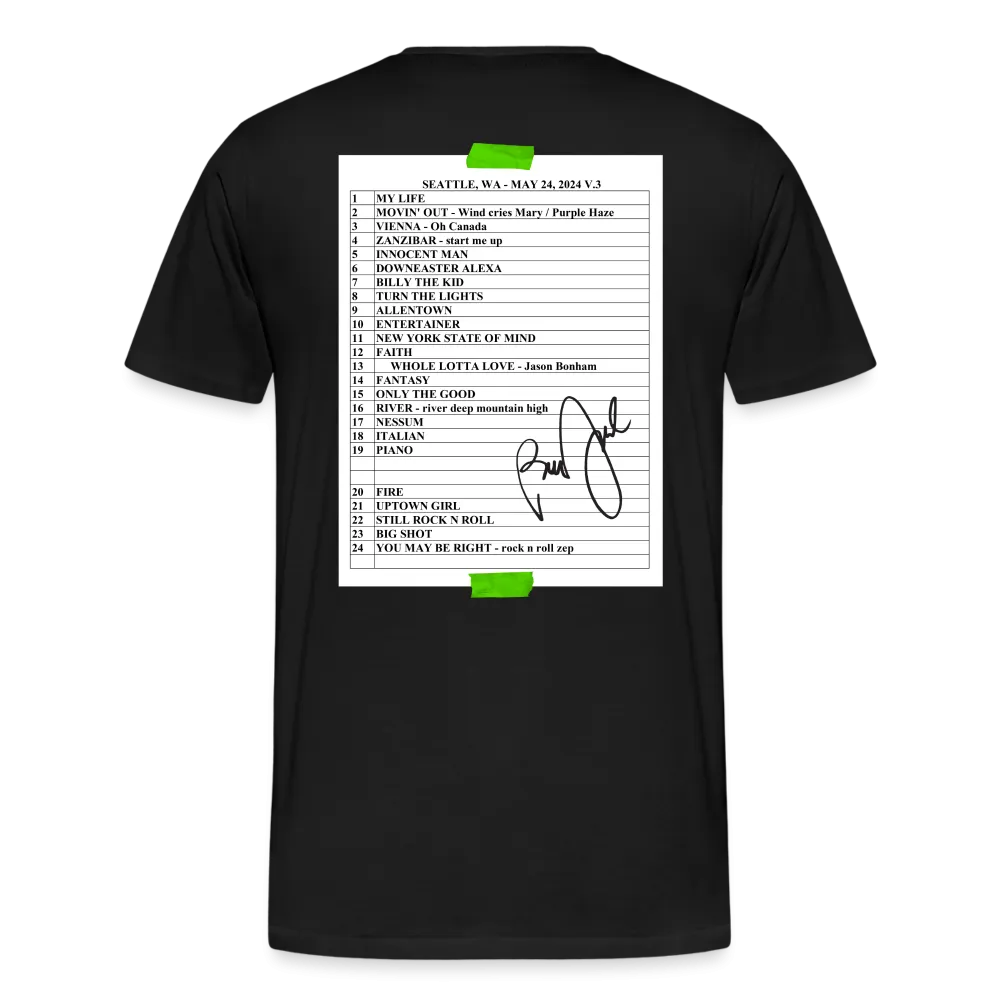 Billy Joel "5-24-24 Seattle Set List" Black T-Shirt  Online Exclusive