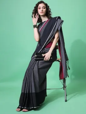 Black & Red Woven Design Saree