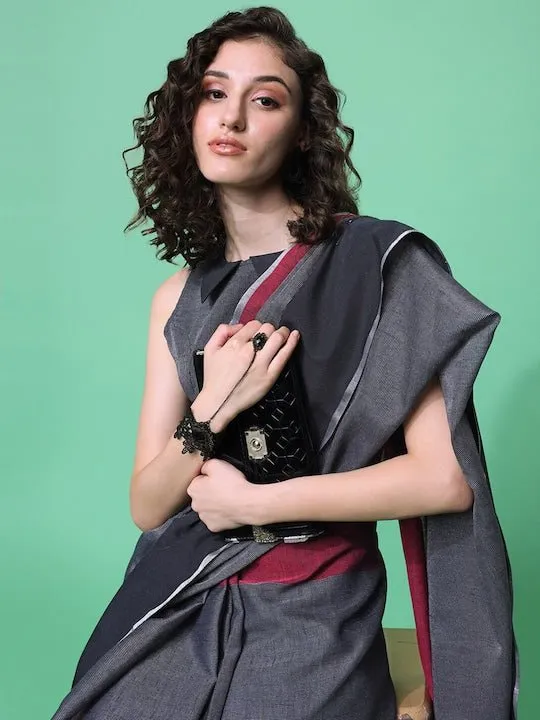 Black & Red Woven Design Saree
