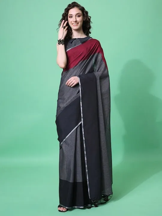 Black & Red Woven Design Saree