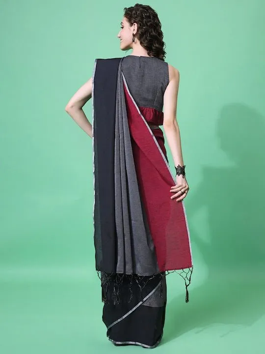 Black & Red Woven Design Saree