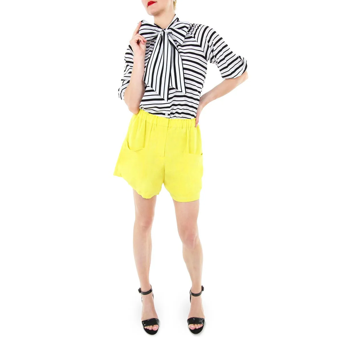 Blake Yellow Elastic Waist Shorts