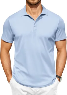 COOFANDY Men Polo Shirts Short Sleeve Quick Drying Athletic Collared Golf Shirts Moisture Wicking Tees