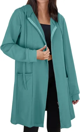 Cucuchy Style Womens Long Hoodies Casual Zip Up Tunic Sweatshirt Open Front Cardigan