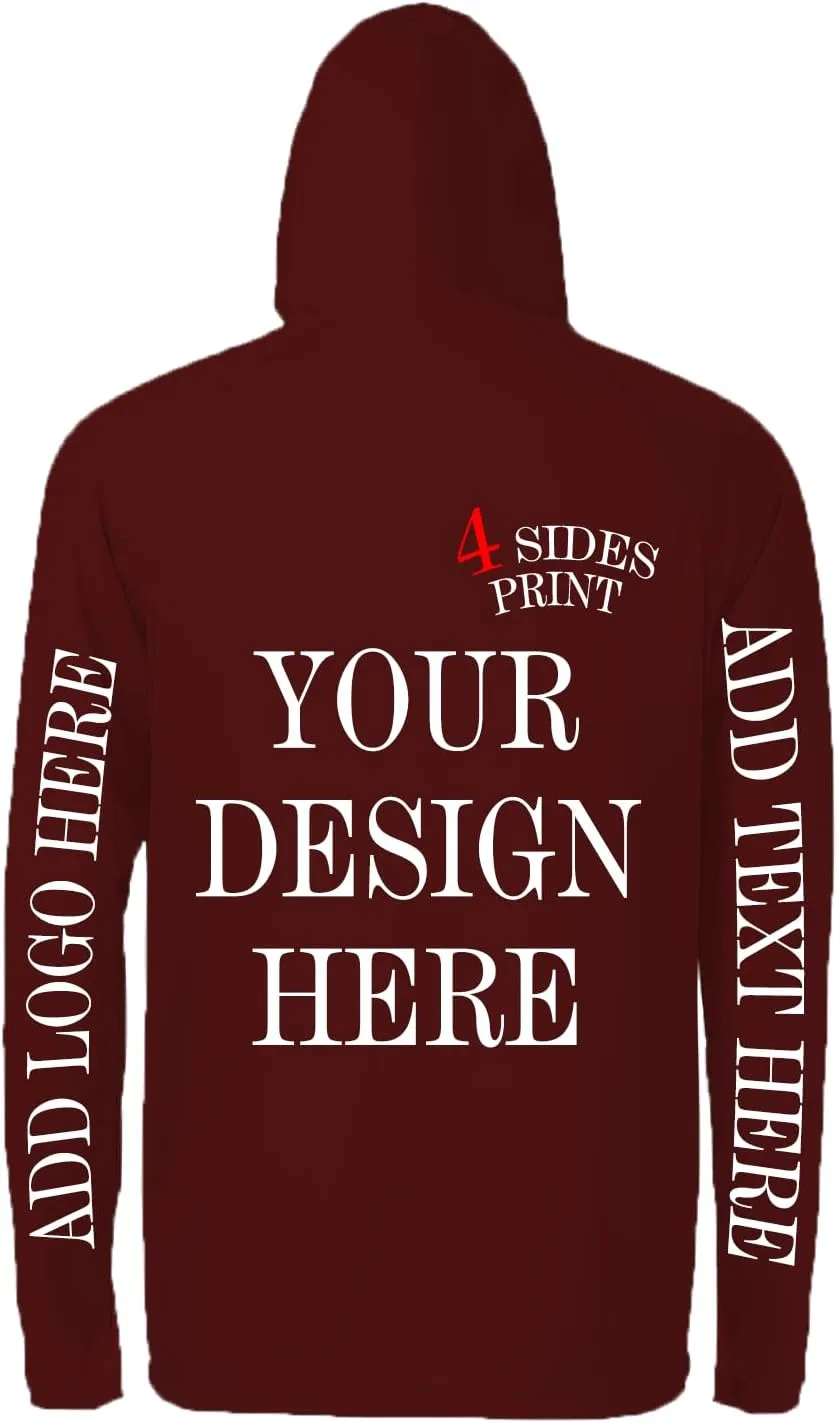Custom Men's Sun Protection Hoodie Shirt Custom Hoodies Design Your Own Logo Text Customizable Long Sleeve T-Shirt