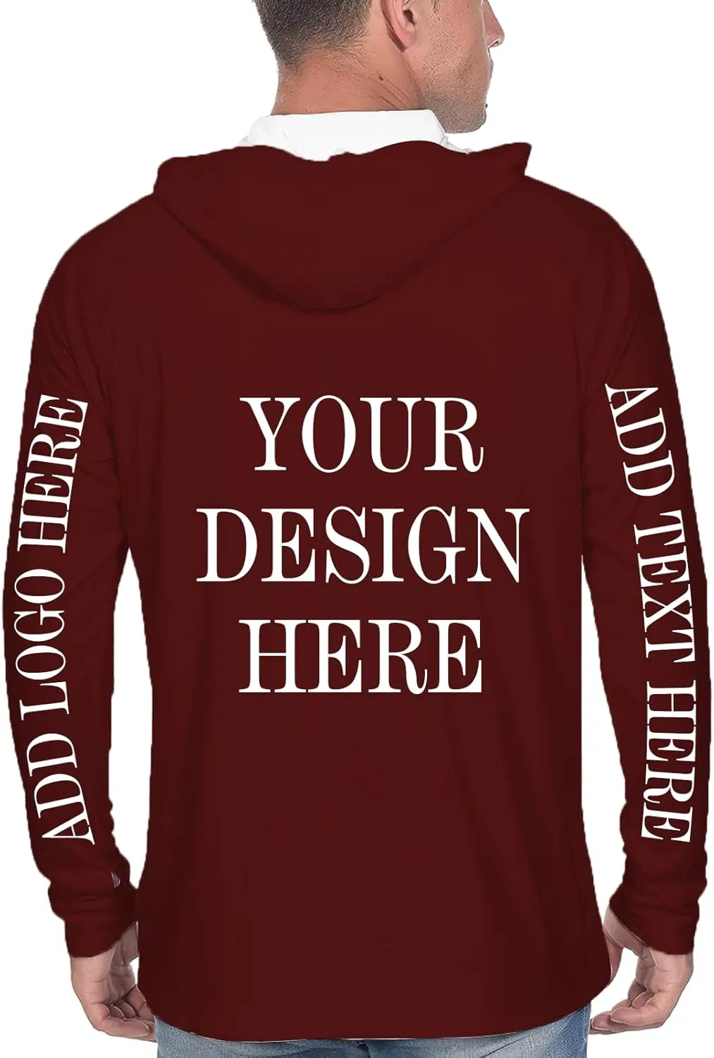 Custom Men's Sun Protection Hoodie Shirt Custom Hoodies Design Your Own Logo Text Customizable Long Sleeve T-Shirt