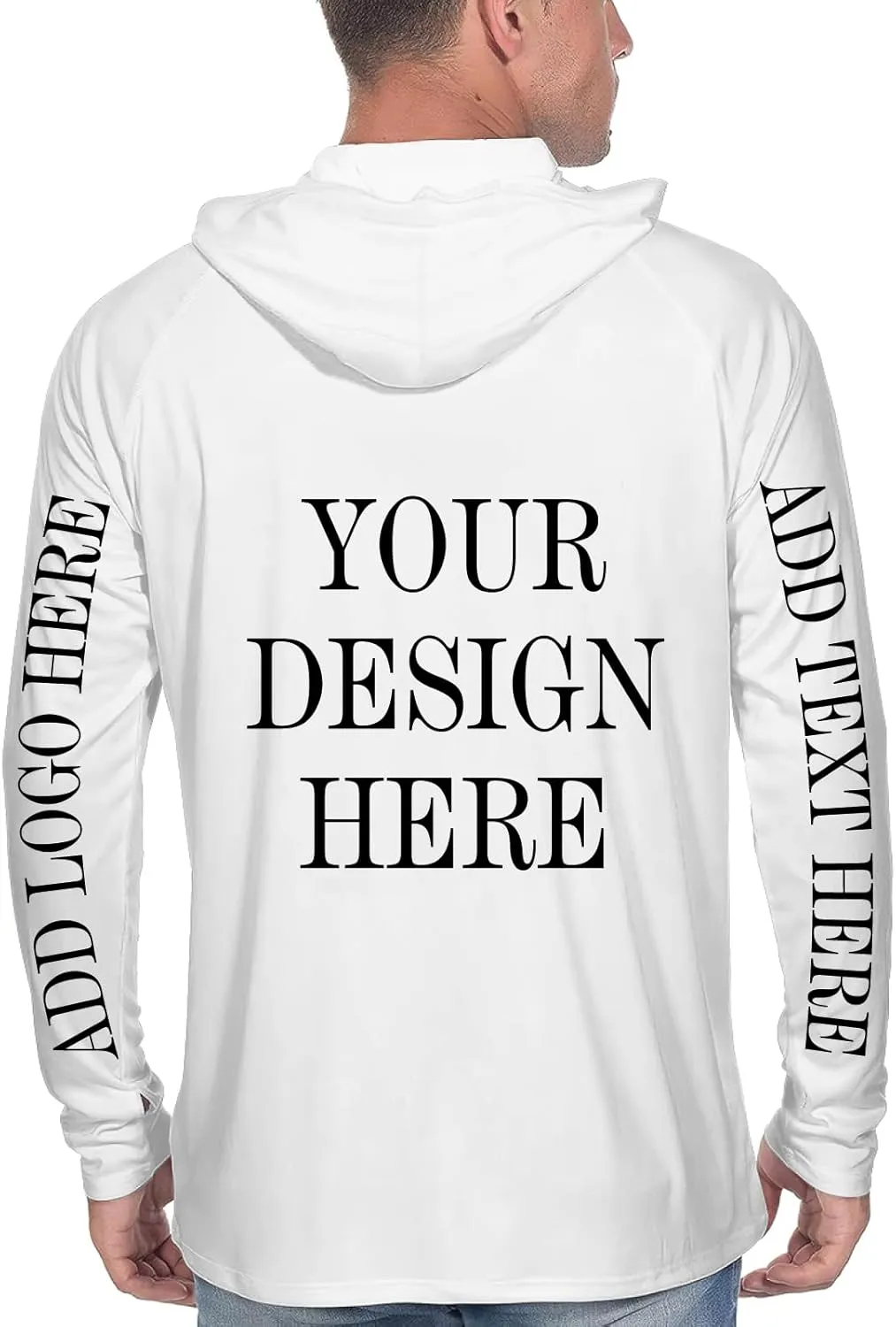 Custom Men's Sun Protection Hoodie Shirt Custom Hoodies Design Your Own Logo Text Customizable Long Sleeve T-Shirt