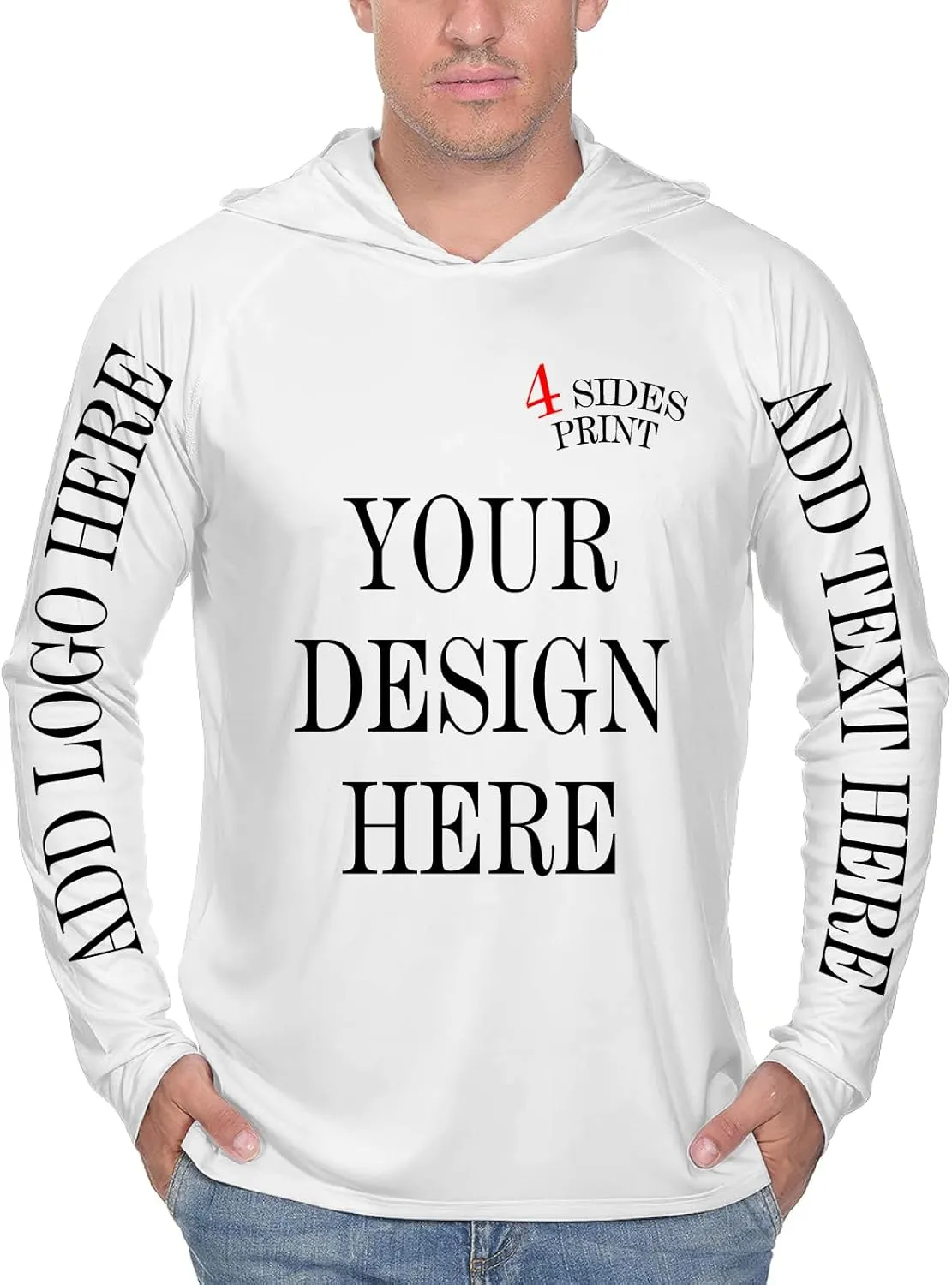 Custom Men's Sun Protection Hoodie Shirt Custom Hoodies Design Your Own Logo Text Customizable Long Sleeve T-Shirt