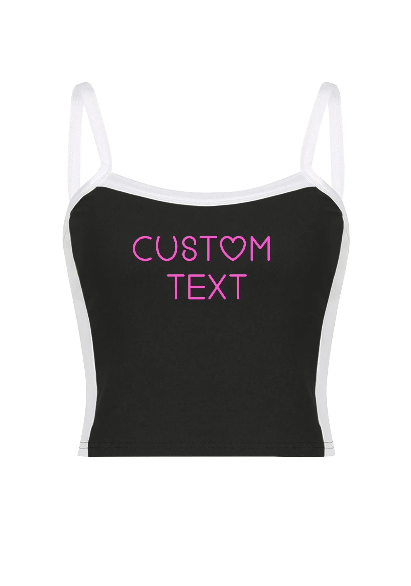 Custom Text Y2K Color Block Crop Cami Top Cherrykitten
