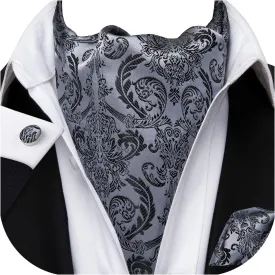 Dubulle Paisley Floral Ascot Tie for Men Self Tie Mens Cravat Tie and Pocket Square Cufflinks Wedding