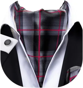 Dubulle Paisley Floral Ascot Tie for Men Self Tie Mens Cravat Tie and Pocket Square Cufflinks Wedding