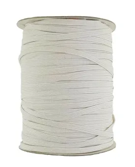 Flat white Elastic cord  sold in 5 Metre Lengths 7 mm wide