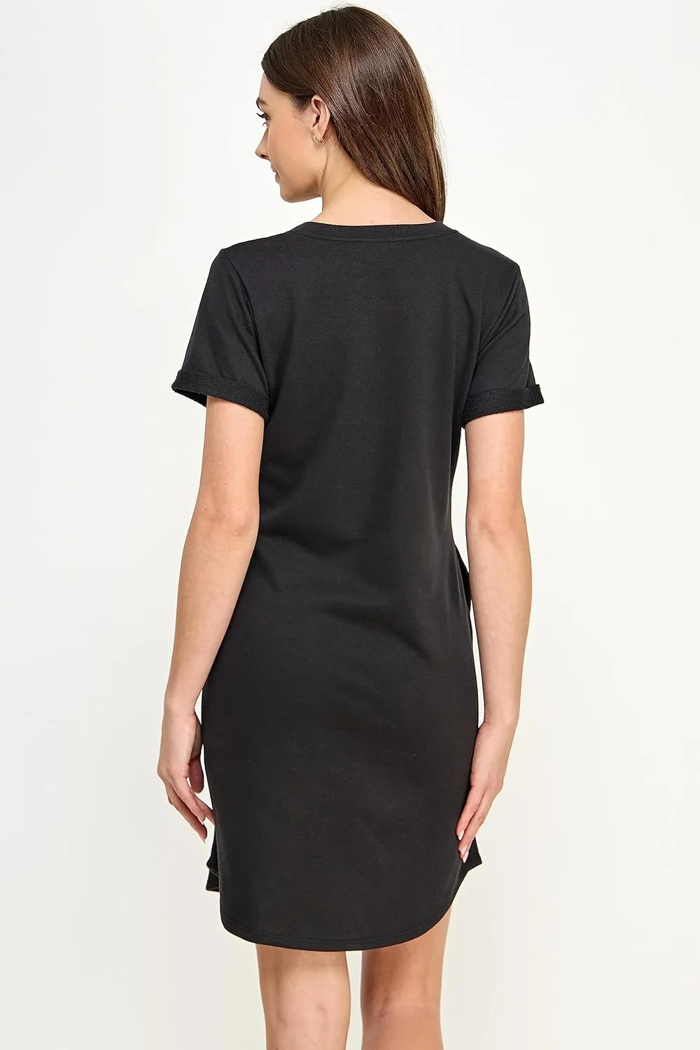 LaClef Womens Short Sleeve Maternity T-Shirt Dress with Pockets