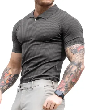 Lehmanlin Men's Muscle Polo Shirts Long&Short Sleeve Casual T- Shirts Slim Fit Stretch Ribbed Golf Tops
