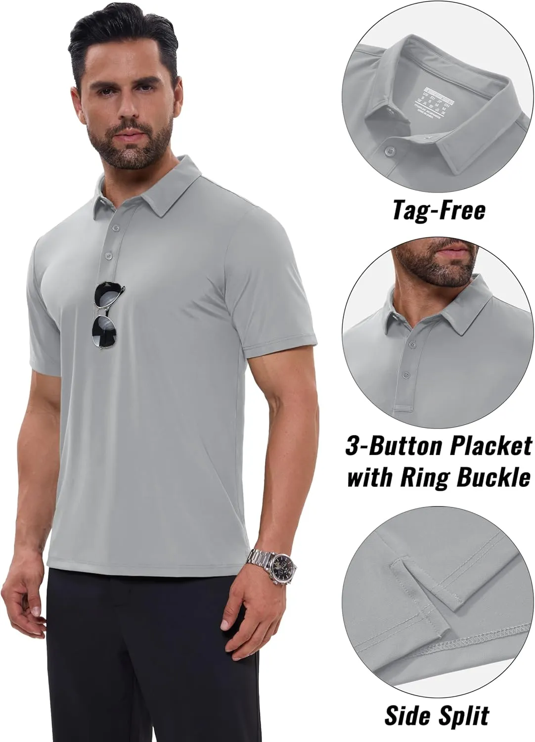 MAGCOMSEN Men's Polo Shirts Short Sleeve Dry Fit Golf Shirts Moisture Wicking Performance Athletic Casual Collared Shirt