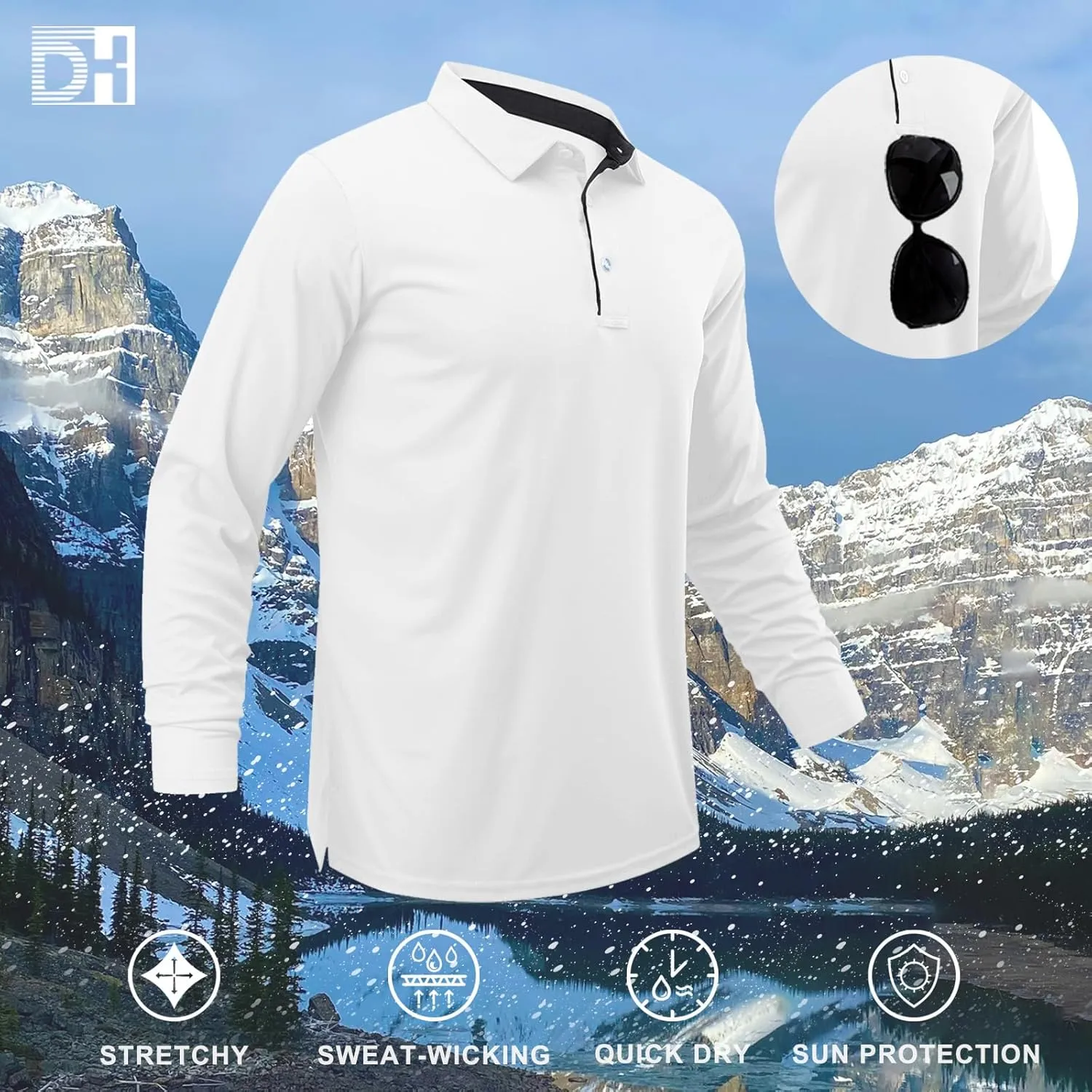 Men Polo Shirts Long Sleeve Moisture Wicking Dry Fit Performance Tactical Shirt Collared Casual Golf Tennis Shirt