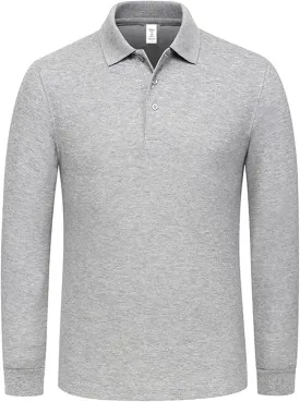 Miqieer Men's Long Sleeve Polo Shirts Regular-Fit Cotton Golf Polo Shirts