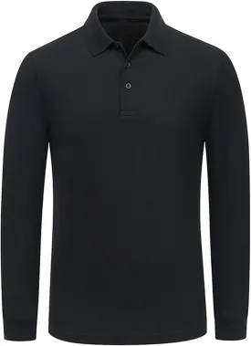 Miqieer Men's Long Sleeve Polo Shirts Regular-Fit Cotton Golf Polo Shirts