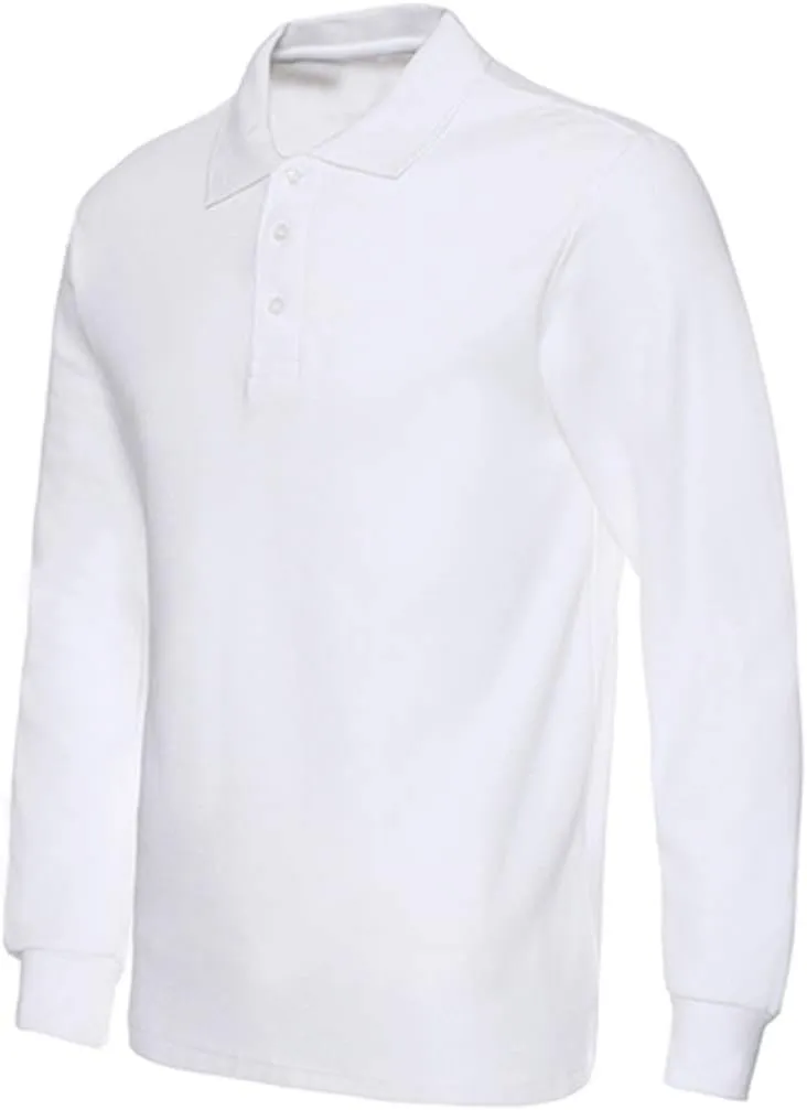 Miqieer Men's Long Sleeve Polo Shirts Regular-Fit Cotton Golf Polo Shirts