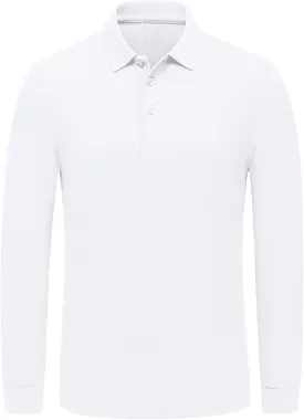 Miqieer Men's Long Sleeve Polo Shirts Regular-Fit Cotton Golf Polo Shirts