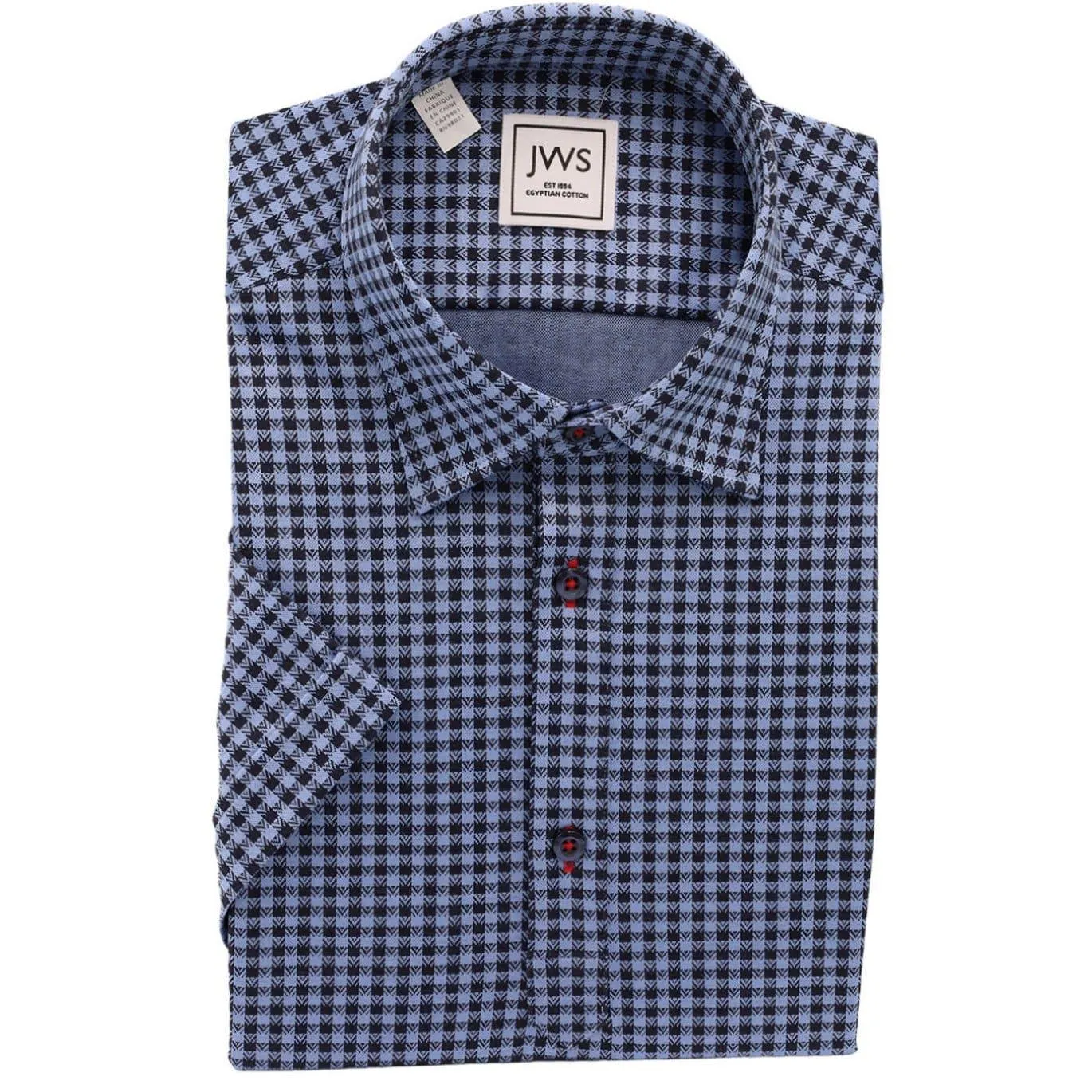 Navy on Blue Gingham Dobby Knit Pique Polo Shirt