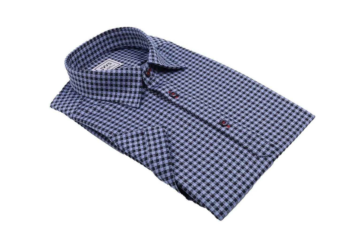 Navy on Blue Gingham Dobby Knit Pique Polo Shirt