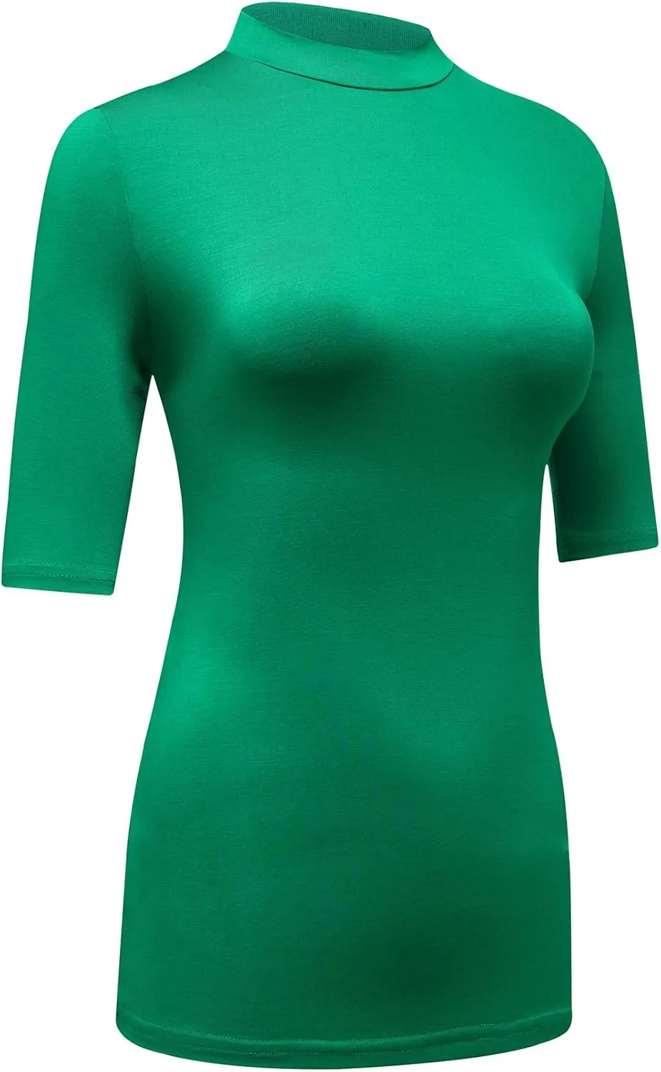 OThread & Co. Women's Half Sleeve Mock Neck T-Shirt Basic Stretch Layer Comfy Casual Top