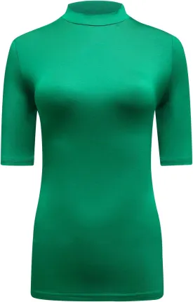 OThread & Co. Women's Half Sleeve Mock Neck T-Shirt Basic Stretch Layer Comfy Casual Top