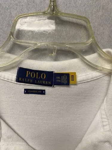 Polo Ralph Lauren  White Tipped Polo Bear Graphic Classic Fit Polo Shirt Sz XXL