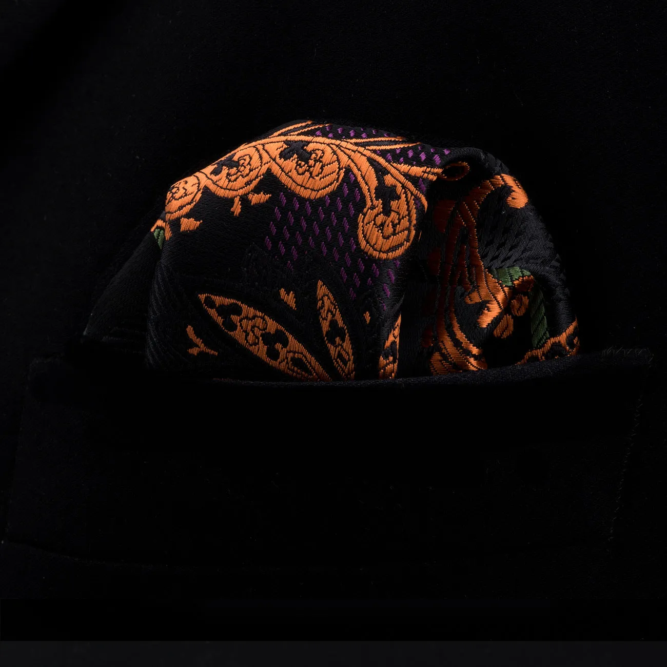 Purple Yellow Paisley Tie Hanky Cufflinks Set