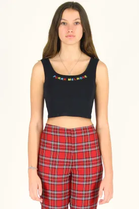 Purrr Melrose Tank Top - Black with Embroidered Logo