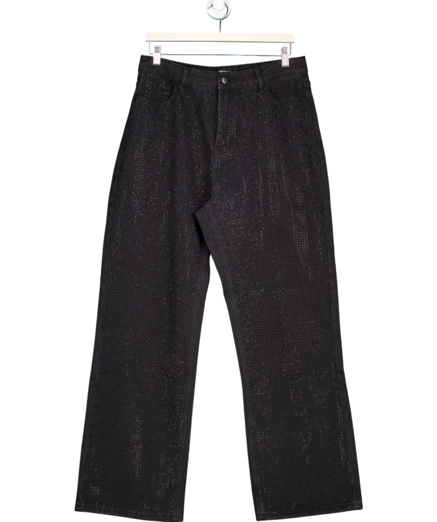 Rela Rela Black Loose Fit Rhinestone Jeans UK XL