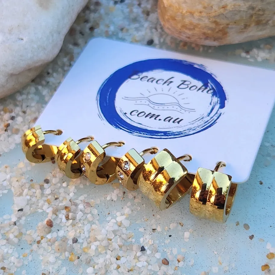 SOLEIL - HUGGIE SET 18K GOLD -  WATERPROOF HUGGIE HOOP EARRINGS