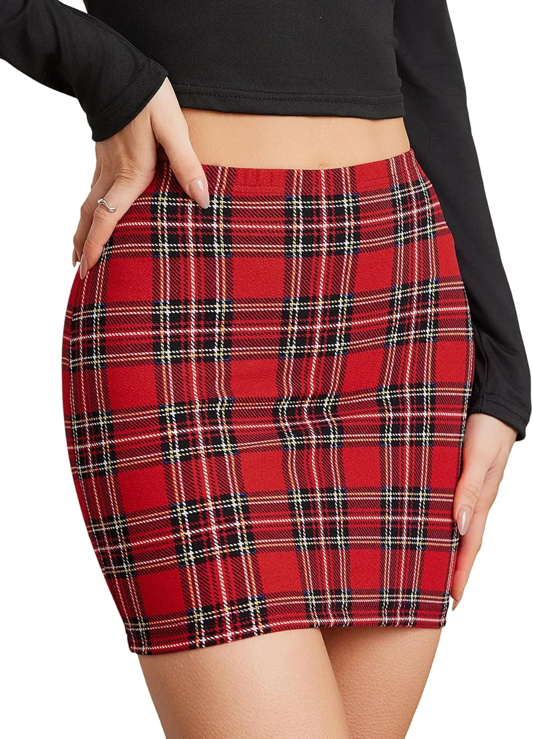 SOLY HUX Women's Elastic High Waist Bodycon Pencil Mini Skirt