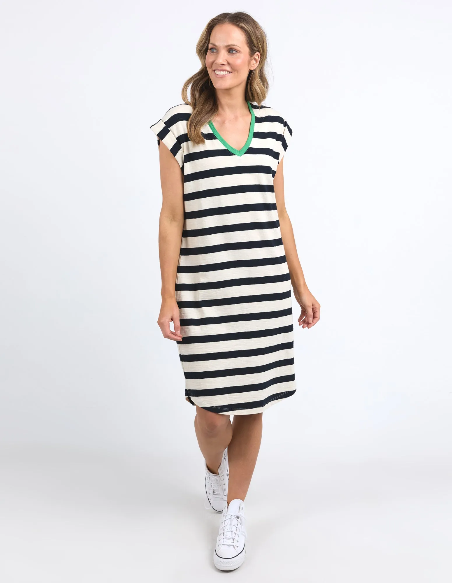 Sunny Tee Dress Navy & White Stripe