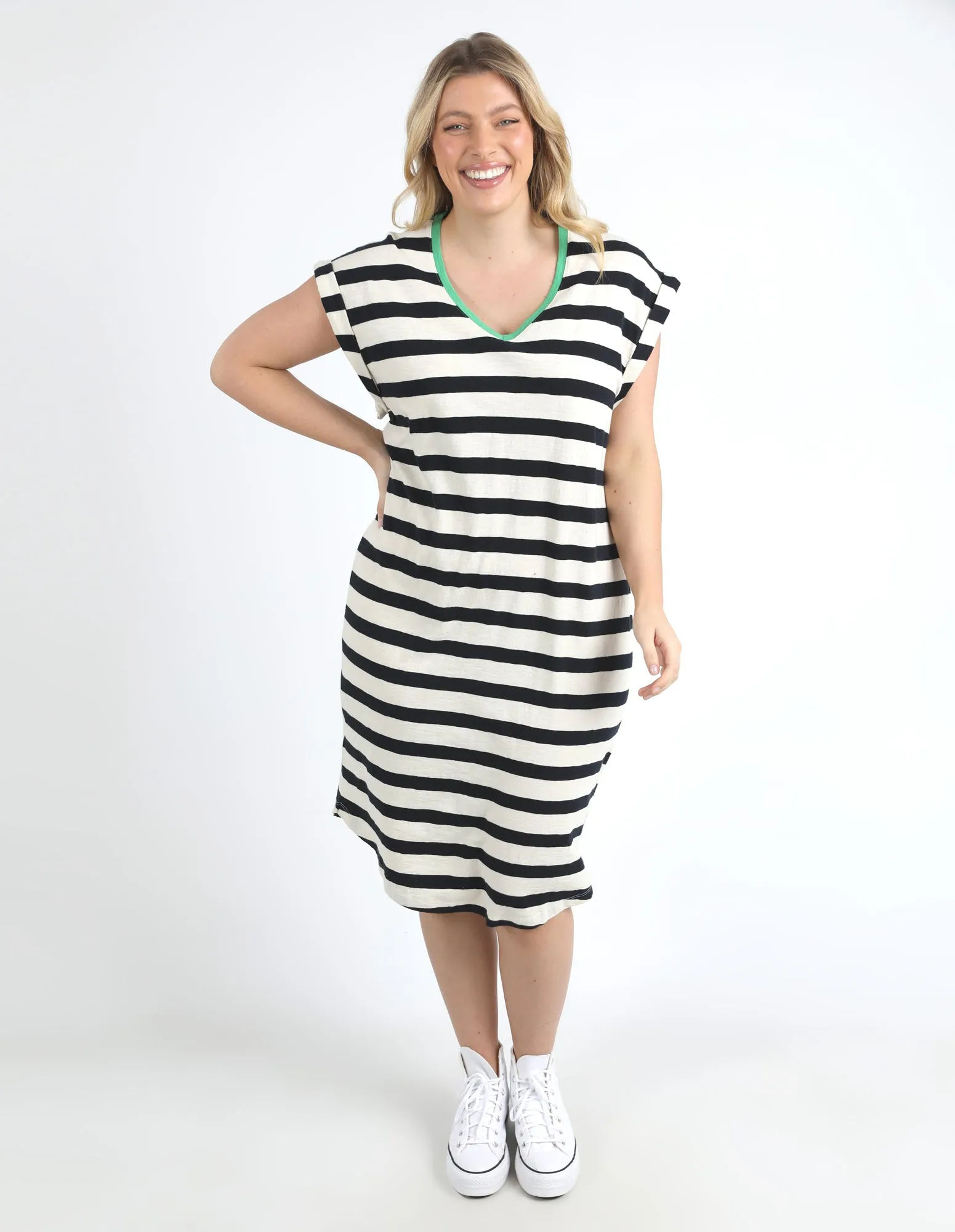 Sunny Tee Dress Navy & White Stripe