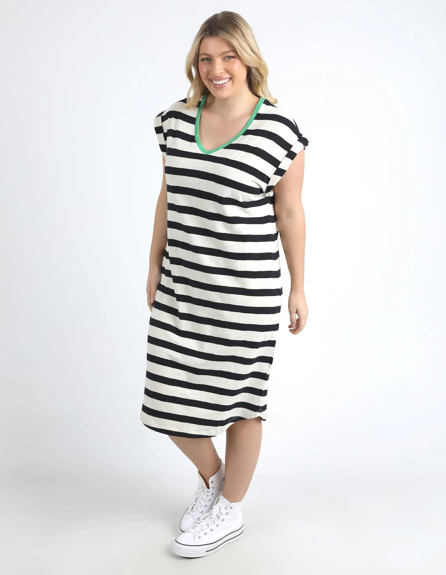Sunny Tee Dress Navy & White Stripe