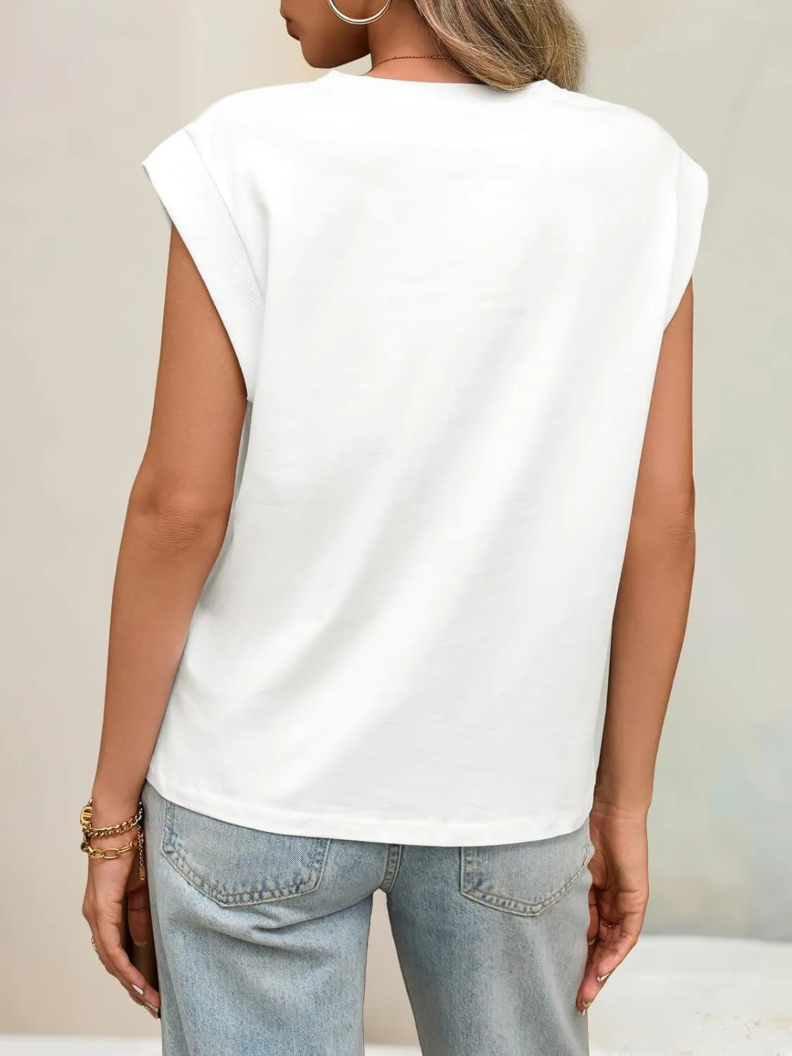 Tankaneo Womens Cap Sleeve Tank Tops Cotton Summer Casual Loose Fit Basic Tee Shirts 2025 Fashion