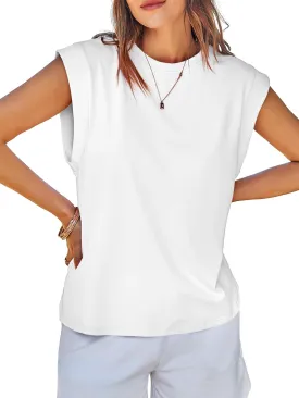 Tankaneo Womens Cap Sleeve Tank Tops Cotton Summer Casual Loose Fit Basic Tee Shirts 2025 Fashion