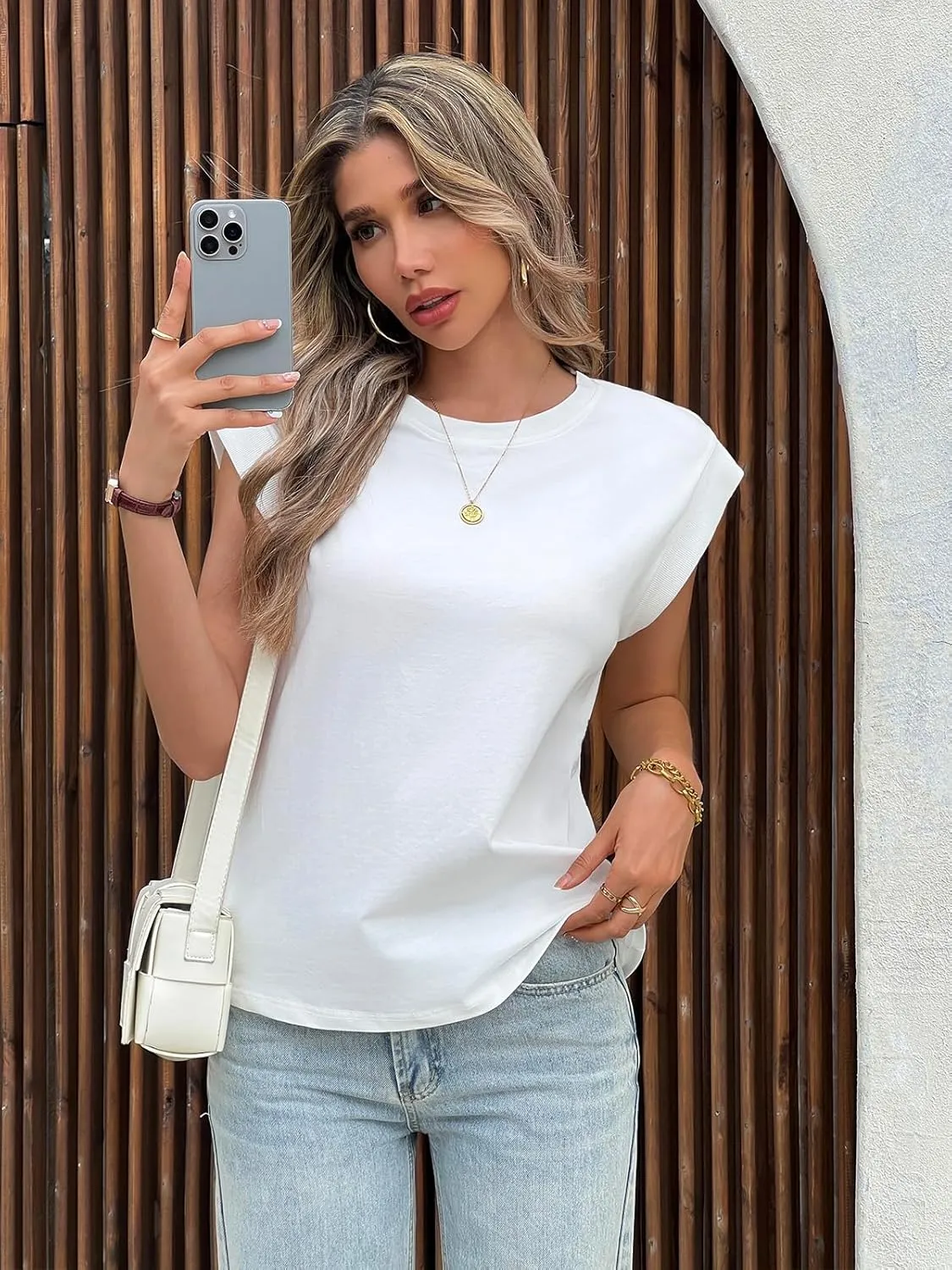 Tankaneo Womens Cap Sleeve Tank Tops Cotton Summer Casual Loose Fit Basic Tee Shirts 2025 Fashion