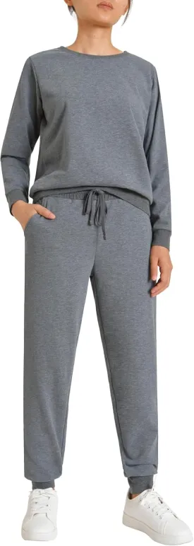 Weintee Women's Petite Jogging Set Pullover Sweatshirt and Sweatpants 2 Piece Sweatsuits