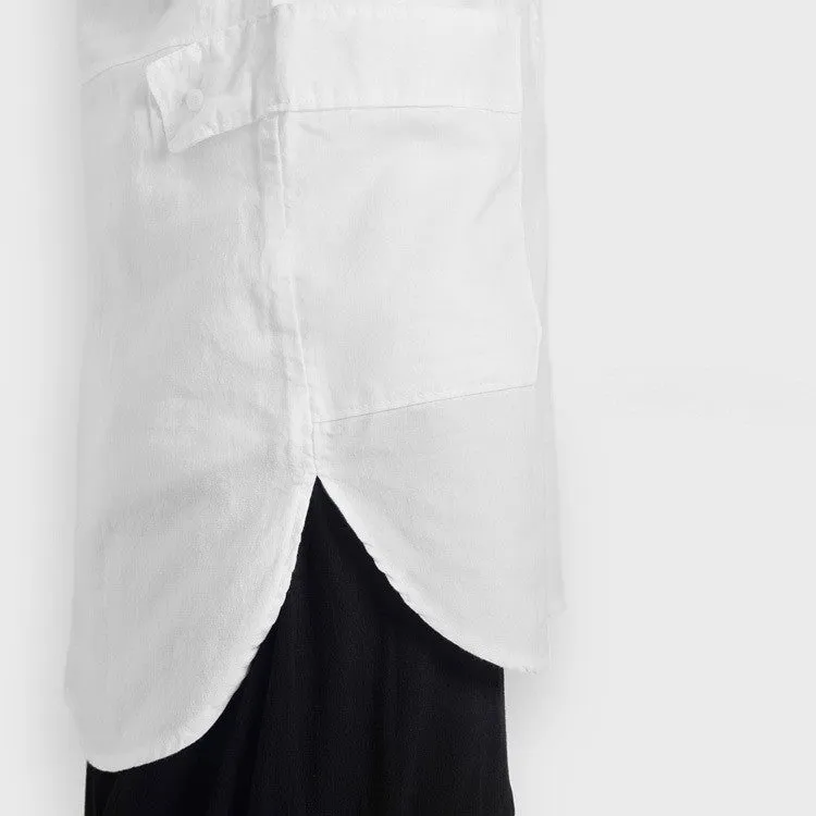 Women Loose Long Shirt / Tunic Shirt Irregular Assimetric Hem
