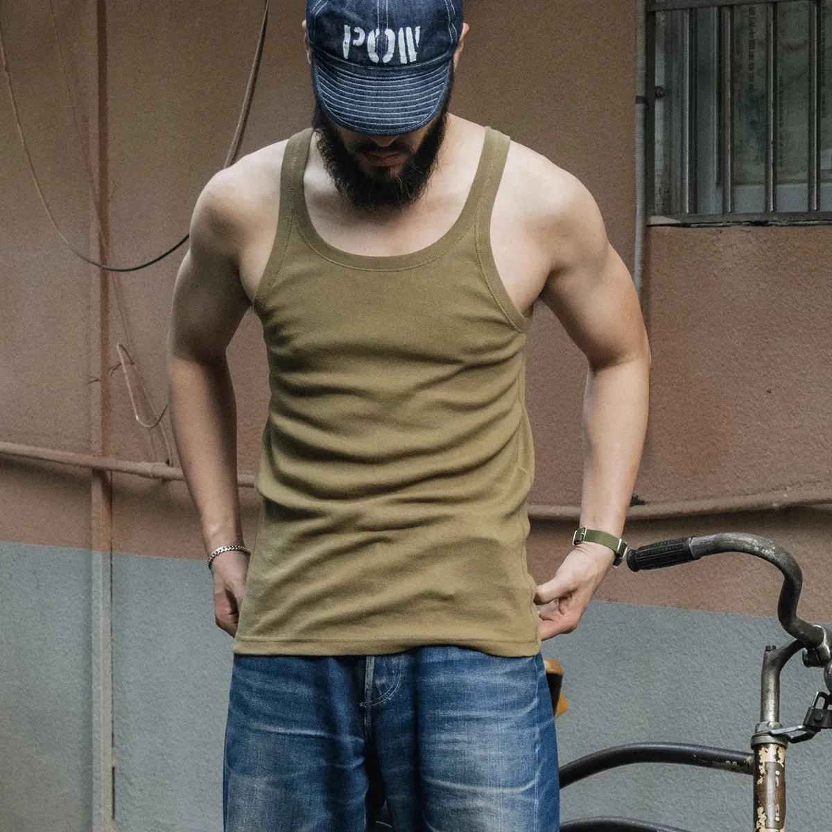 WWII Tank Top Sleeveless Undershirt Cotton Tee - Slim Fit
